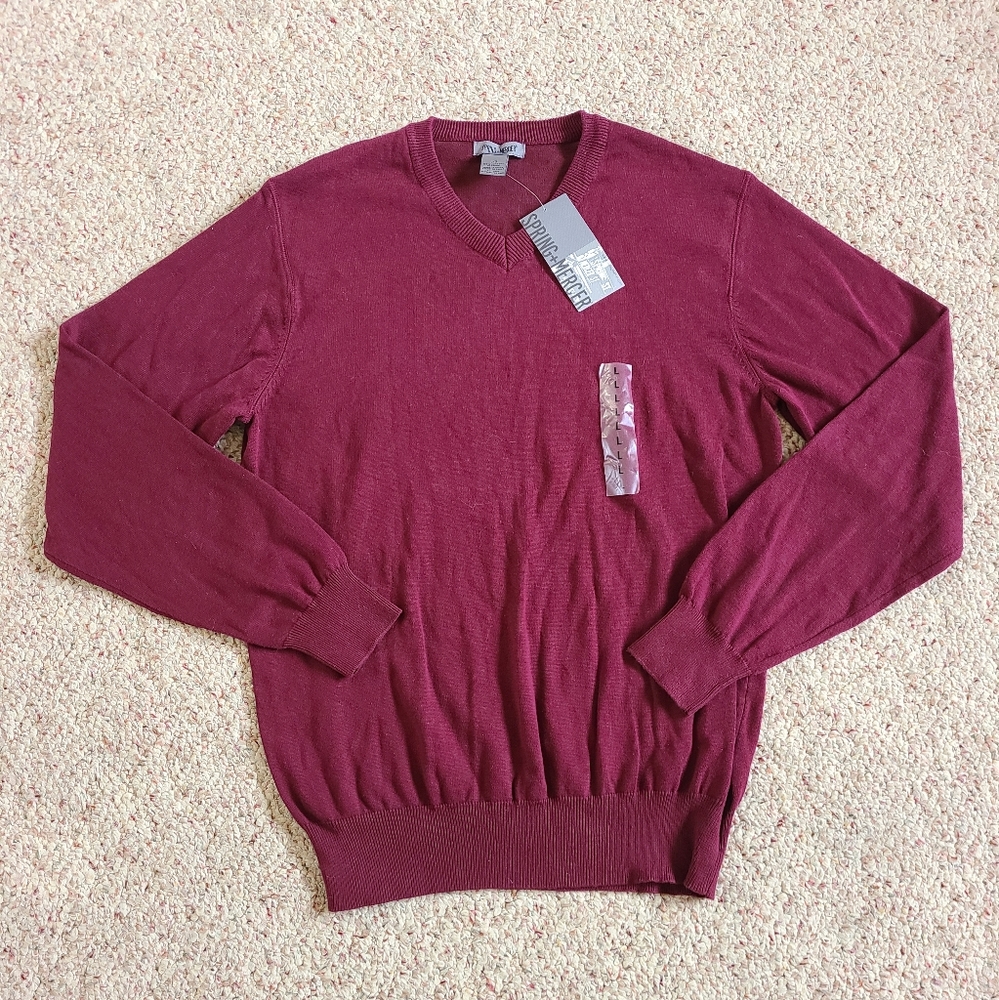 Spring + Mercer Men's Burgundy Cotton Sweater Size Lg